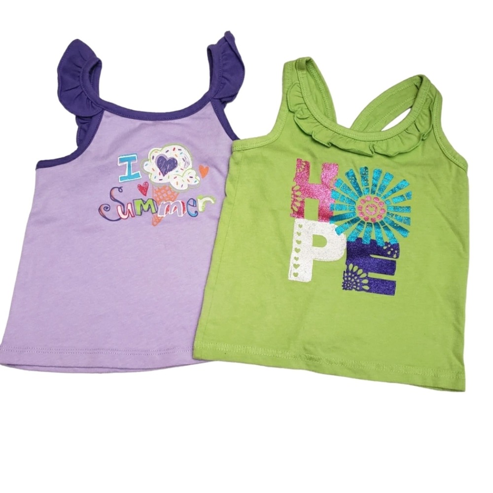 Girls Tank Top Bundle of Two Size 18M Purple Green Wonderkids Toughskins
